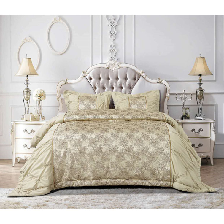 Mercer41 Synthia Gold Plain Weave Modern & Contemporary Bedspread Wayfair.co.uk